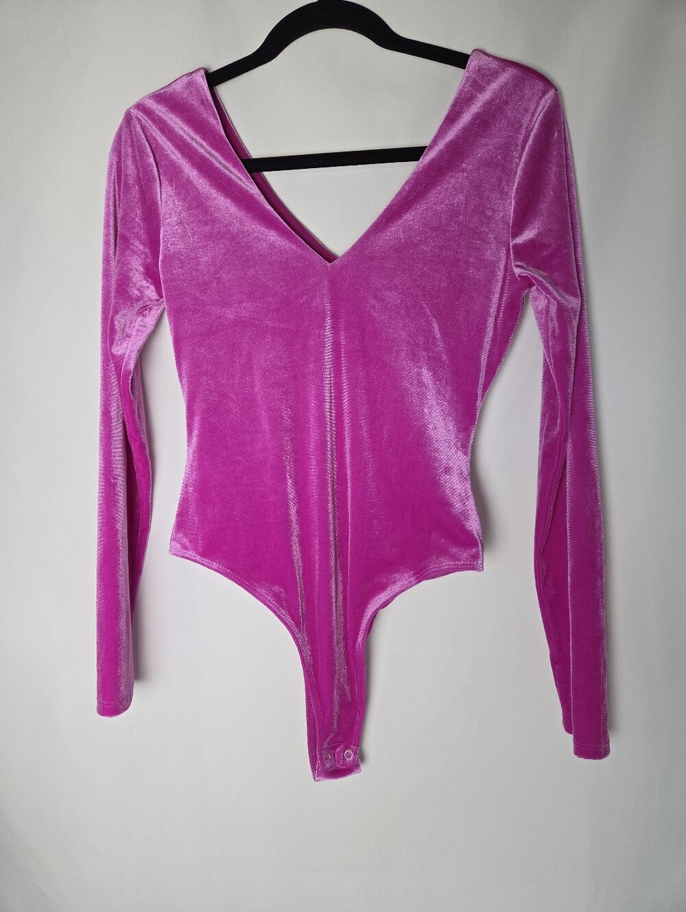 Gianni Bini Fuchsia Velvet V-Neck Bodysuit